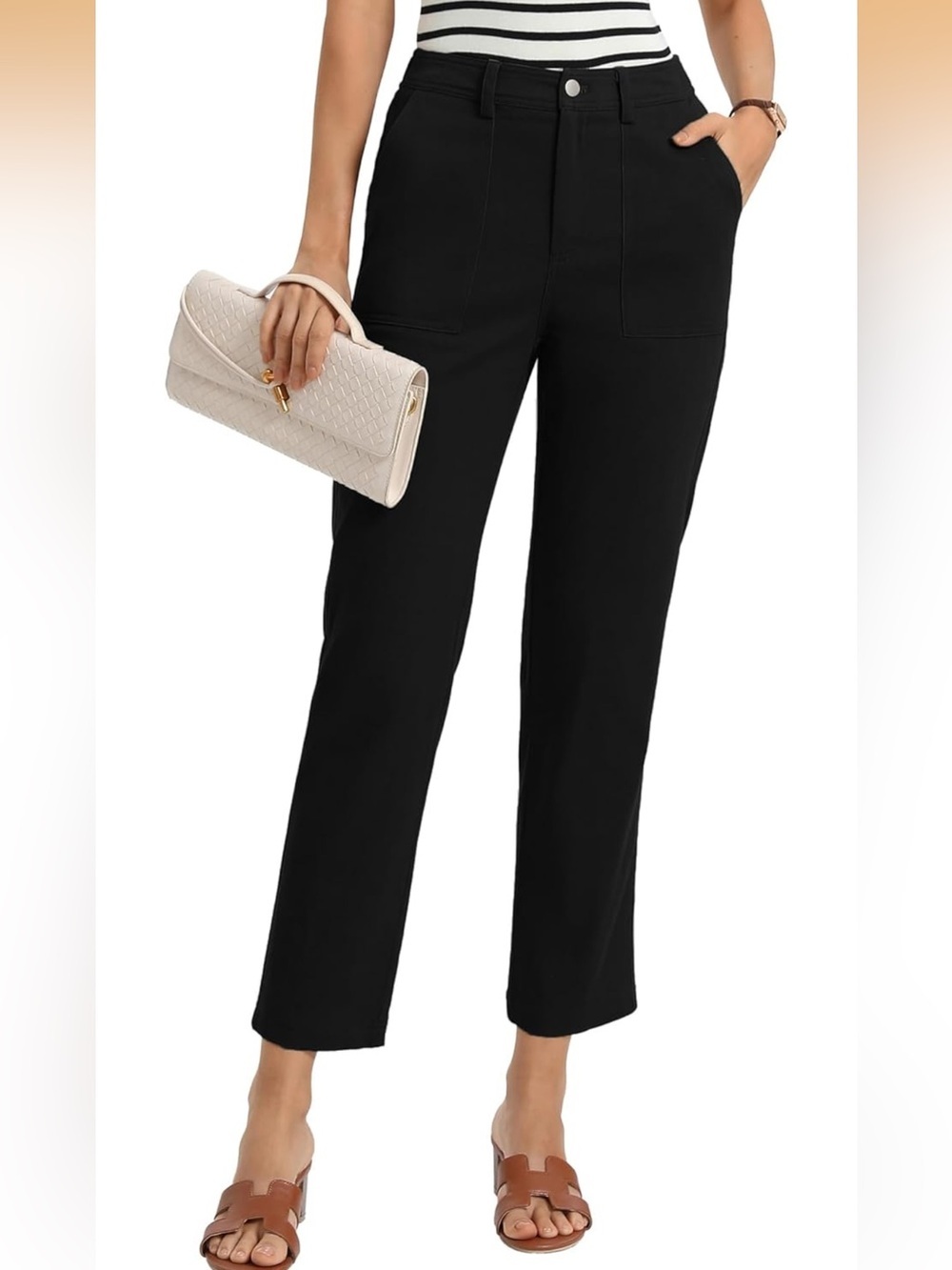 Grace Karin High Waisted Pants Casual Cropped Teacher Pant S   1542/bb6-2